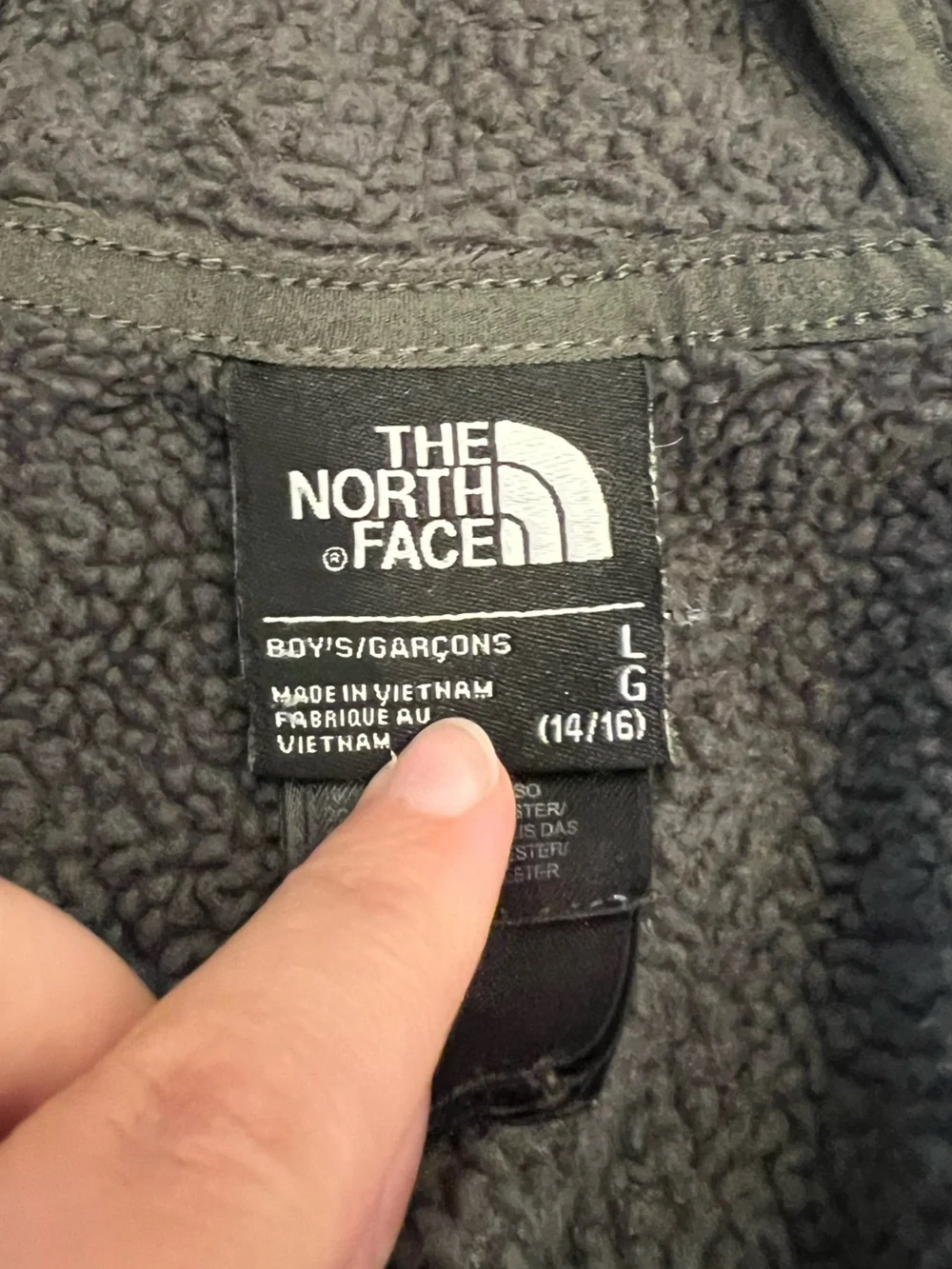 ▪️THE NORTH FACE: Boy L, black & gray zip-up hooded jacket w/pockets, preowned▪️